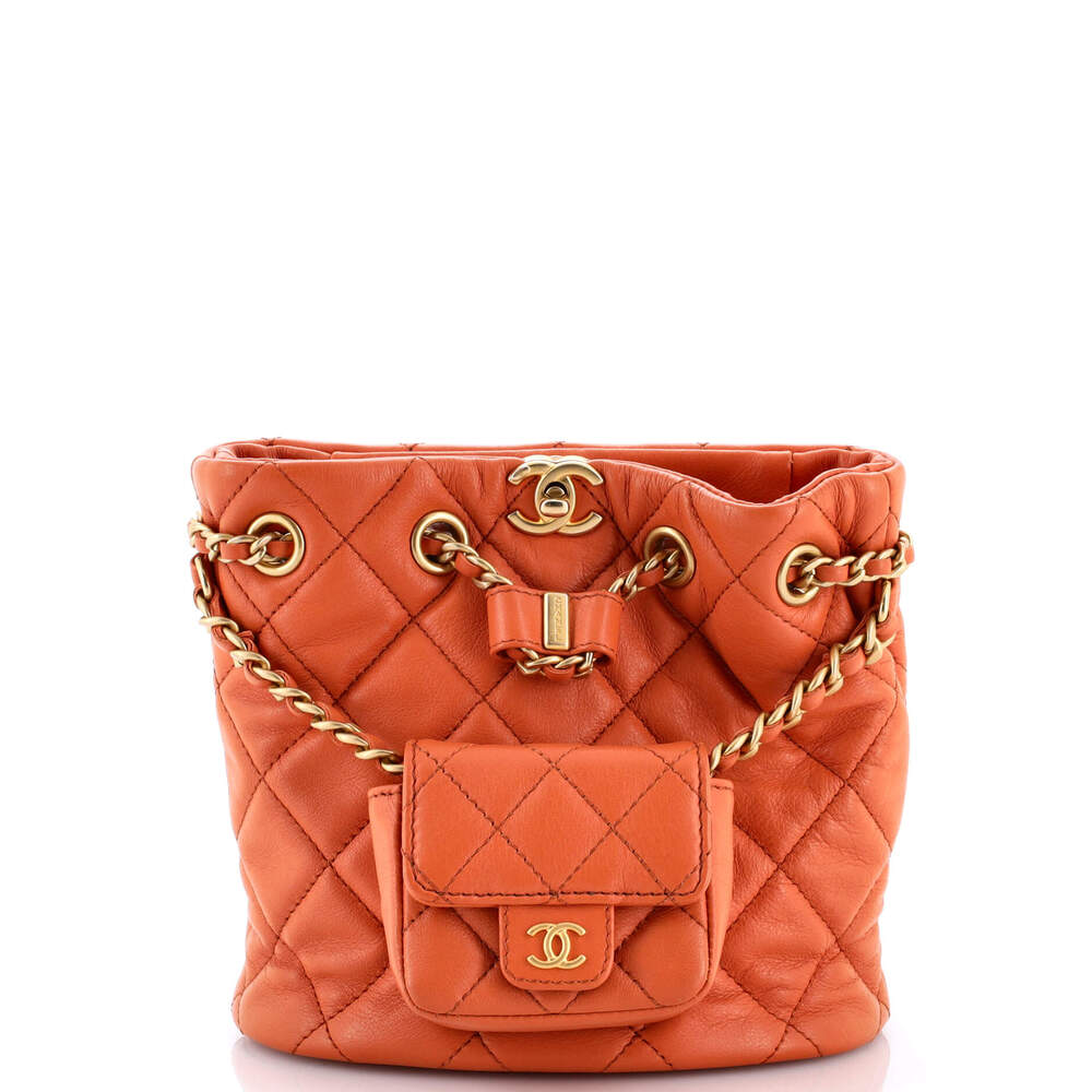 Chanel Cc Pocket Chain Bucket Backpack #256622C49B